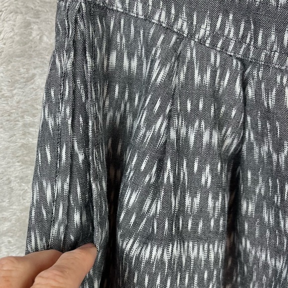 EILEEN FISHER Ash Organic Cotton Aerial Ikat Pleated Skirt Gray Size M Pockets - Picture 5 of 16